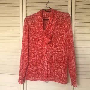 Vintage red & white polka dot boho sheer blouse.